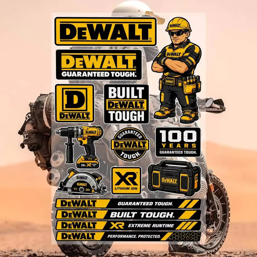 DEWALT Graffiti-Aufkleber aus wasserfestem PVC in Multicolour für Auto, Motorrad, Skateboard und Helm - Bild 2