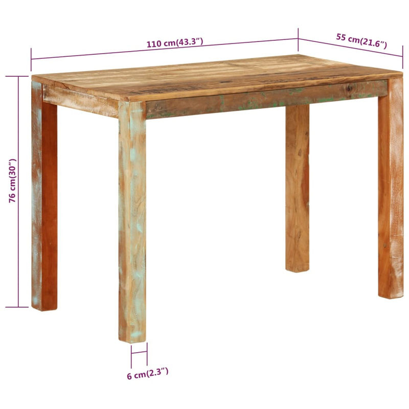 Vidaxl Esstisch aus Massivholz in Braun, Rechteckig, B/T/H: 110 x 55 x 76 cm - Bild 3