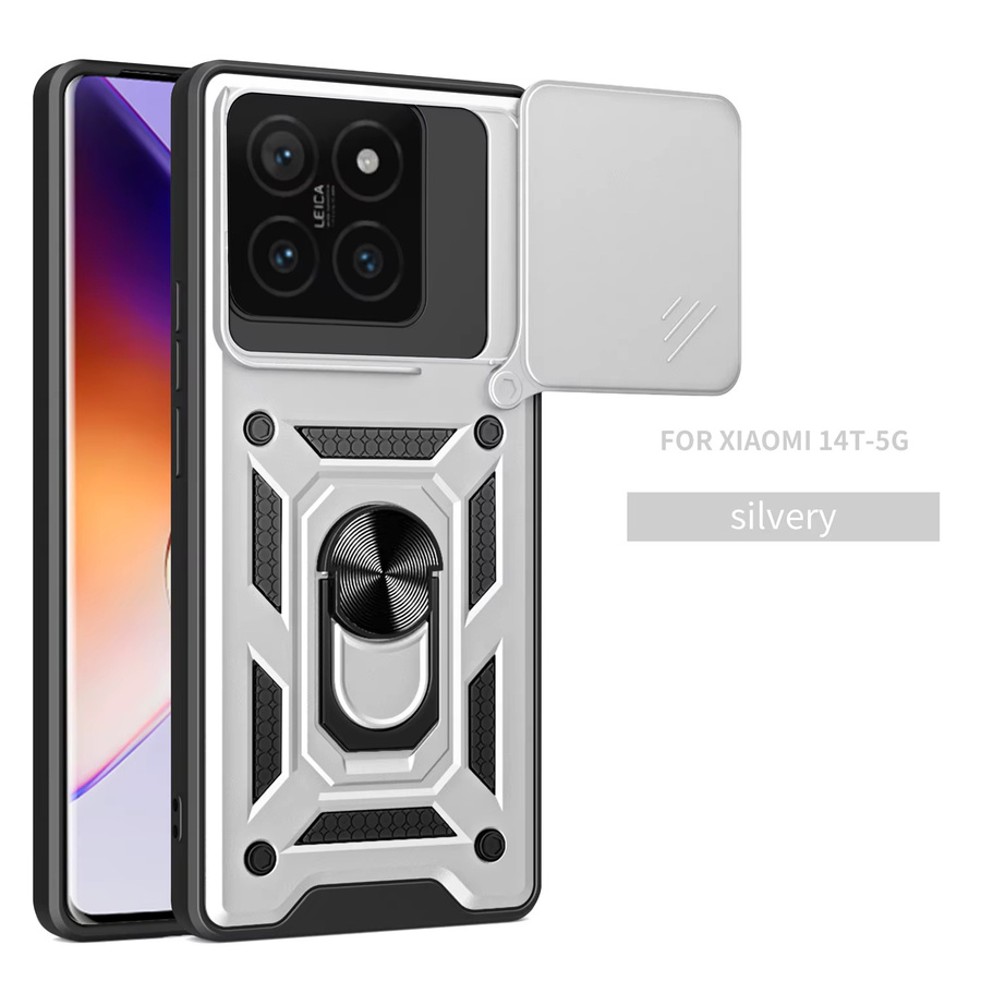 Stoßfeste Magnet-Schutzhülle mit Kamera-Abdeckung für Xiaomi 14T 5G in Schwarz und Rot - Bild 6