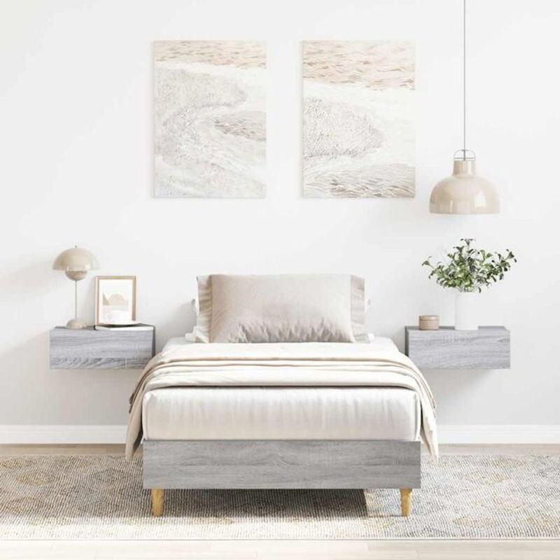 Bettgestell ohne Matratze von Vidaxl in Grau aus Holzwerkstoff und Eukalyptus im skandinavischen Design, B/T/H: 190 x 75 x 25 cm - Bild 1