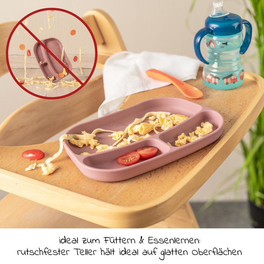 MiaMia Esslern-Teller aus Silikon im 2er Pack, unterteilt, BPA-frei, Farbe: Pink - Bild 2
