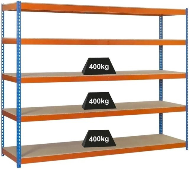 PROREGAL Schwerlastregal Extrem Wood Yeti Five in Blau-Orange mit 5 Fachböden, H x B x T: 300 x 150 x 60 cm - Bild 1