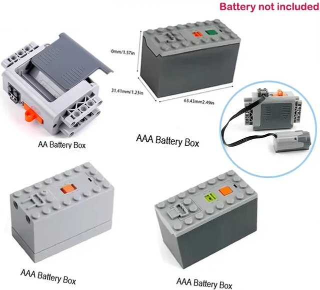 stemedu MOC AA/AAA Batterie Box Bausteine Power Teile, Zubehör, Grau - Bild 1