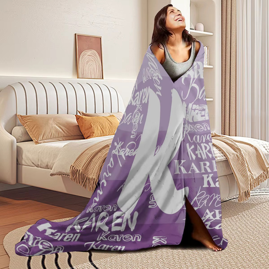 Personalisierte Flanell-Plüsch-Winterdecke von SRH in Lila, weiche Fleece-Überwurfdecke für Bett und Sofa - Bild 4