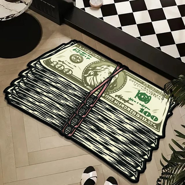 VIKAMA Fußmatte mit Dollar-Print, grün, rutschfest und isolierend, B/T: 60 x 40 cm - Bild 1