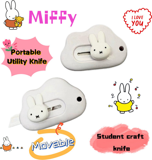 Miffy Kaninchen Kunstmesser in Weiß aus Kunststoff für Studenten und zum Öffnen von Paketen - Bild 1