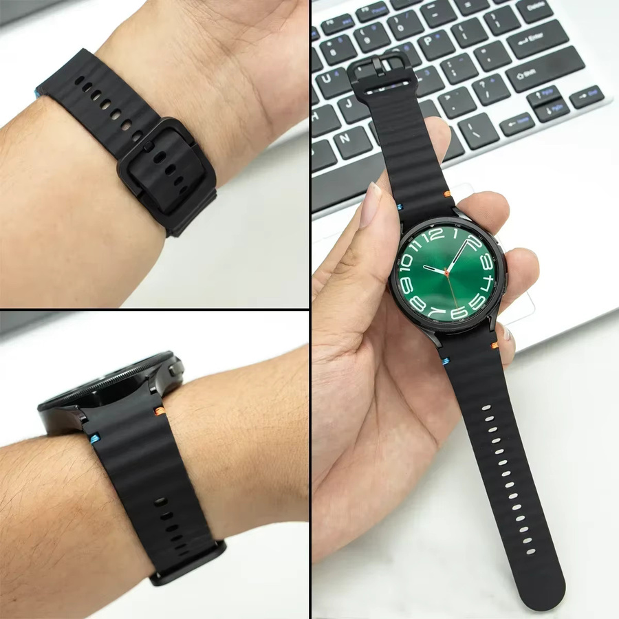 CAOWTAN Uhrenarmband Silikon, Samsung Galaxy Watch, Schwarz, Unisex - Bild 4