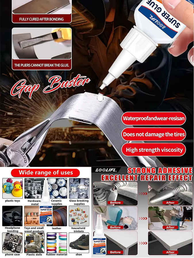 LOOLIFL Instant Super Glue Universal Sekundenkleber für Harz, Keramik, Metall und Glas - Bild 7