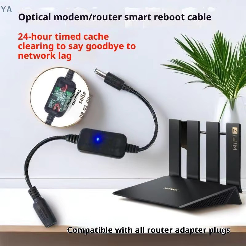 YA Automatisches Ausschalt- und Reset-Modul für Router und WLAN, DC 5V-15V, 5,5x2,1mm Barrel Plug, Schwarz - Bild 2