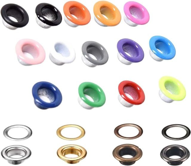 QIMONTON Metall Ösen Set für DIY Lederhandwerk und Scrapbooking, 100 Stück, Mehrfarbig, 4 mm - Bild 1