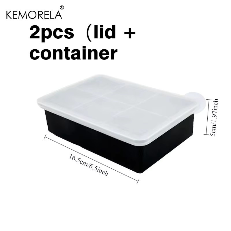 KEMORELA Silikon Eiswürfelform mit Deckel in Schwarz für große Eiswürfel - Bild 5
