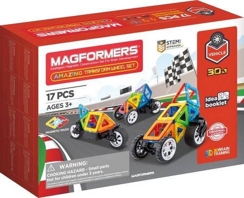 Magformers Amazing Transform Wheel Set Magnetisches Fahrzeug-Spielzeug mit 17 Teilen