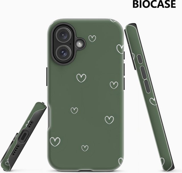 Potdemiel Moos-Herz Handyhülle für iPhone 17 16 15 14 13 Pro Max Plus, Robuste Ein- und Doppelschicht-Schutzhülle, Grün - Bild 1