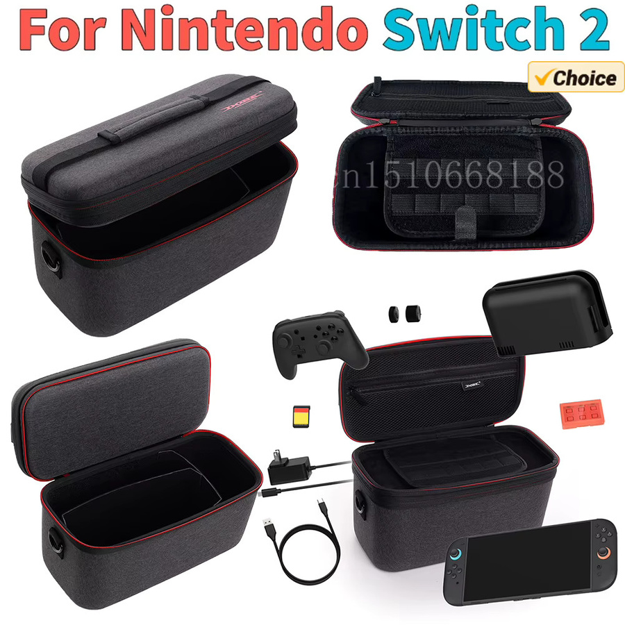 ALLOYSEED EVA-Tragetasche für Nintendo Switch 2 in Blau oder Grau mit Schultergurt und Spielkartenbox - Bild 2
