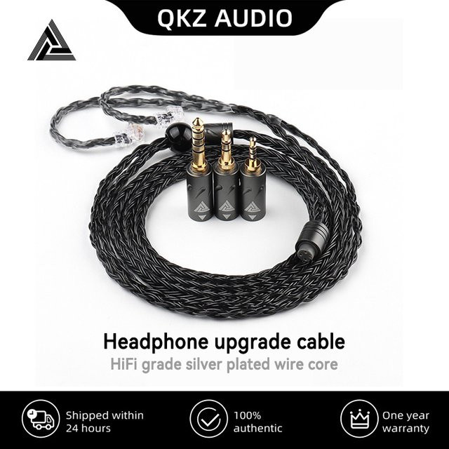 QKZ Q1 MAX 16-adriges Upgrade-Kabel aus versilbertem OFC mit 352 Kernen für MMCX, QDC und C-Pin in Schwarz und Silber - Bild 1