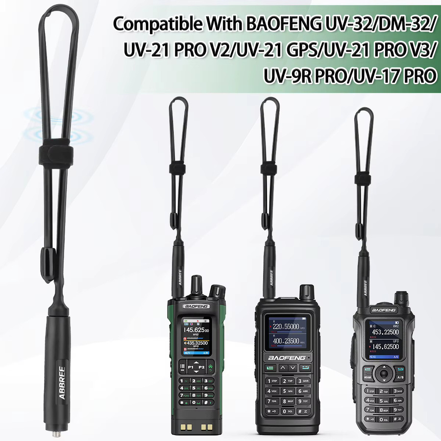 ABBREE CS Taktische Dual Band VHF UHF Antenne mit SMA-Buchse, faltbar, Schwarz, passend für Baofeng UV-32 DM-32 UV-21 PRO UV-9R PRO Walkie Talkie - Bild 5