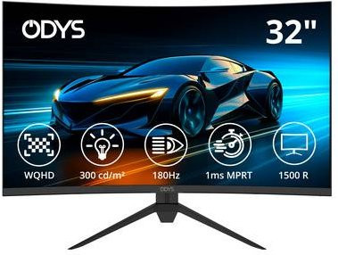 ODYS XP32-X LED-Monitor QHD 1440p 32 Zoll Schwarz mit 180 Hz, 1 ms Reaktionszeit, HDMI 2.1 und DisplayPort - Bild 1