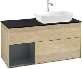 V&B Waschtischunterschrank Finion in Eicheveneer braun lackiert, Breite: 120 cm, Tiefe: 50,1 cm, Höhe: 50,1 cm - Bild 1