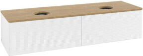 V&B Waschtischunterschrank Antao mit Frontstruktur und Beleuchtung, Farbe Eiche Honig und Weiß lackiert, B: 160 cm, T: 50 cm - Bild 1