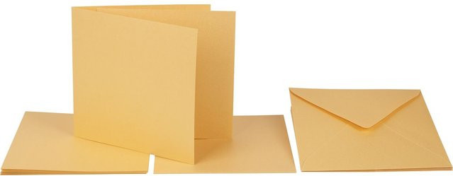 Folia Doppelkarten mit Umschlägen und Einlegeblättern in Gold, B/B/H: 13,5 x 13,5 x 13,5 cm, 220g/m² - Bild 1