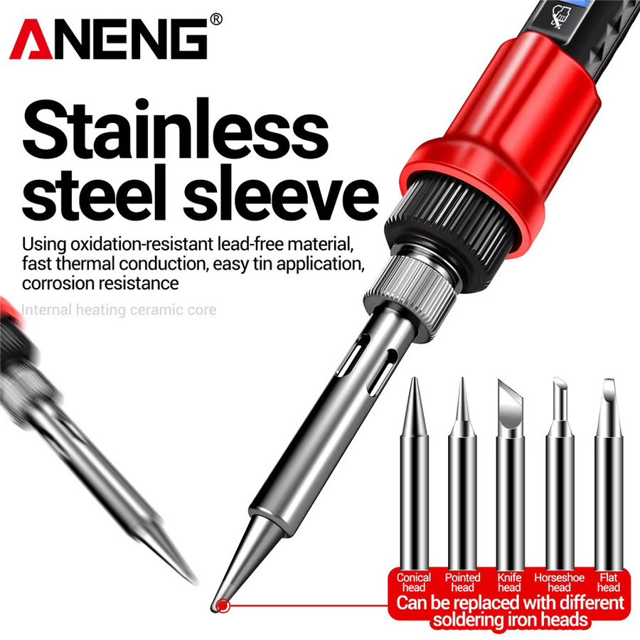 ANENG SL106 Professionelles Lötkolben-Set in Rot mit einstellbarer Temperatur und schneller Aufheizung für elektronische Reparaturen - Bild 3