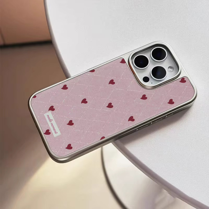 DecoPhone Handyhülle mit mattiertem Diamant-Herzmuster in Pink für iPhone 11 bis iPhone 17 Pro Max, AIR PLUS, Sturzsicher - Bild 2
