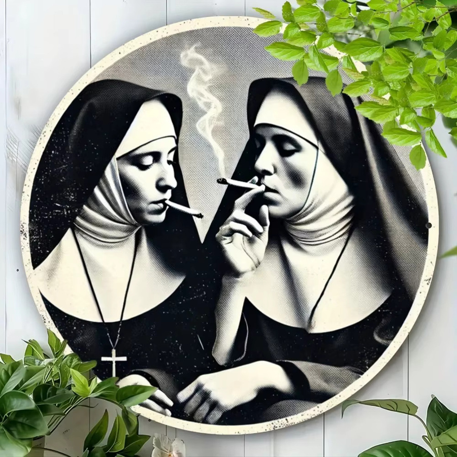 Vintage Metallschild CIFBUY Nonne Retro-Humor Blechwandkunst für Zuhause und Bar, Breite: 20 cm, Höhe: 20 cm - Bild 5
