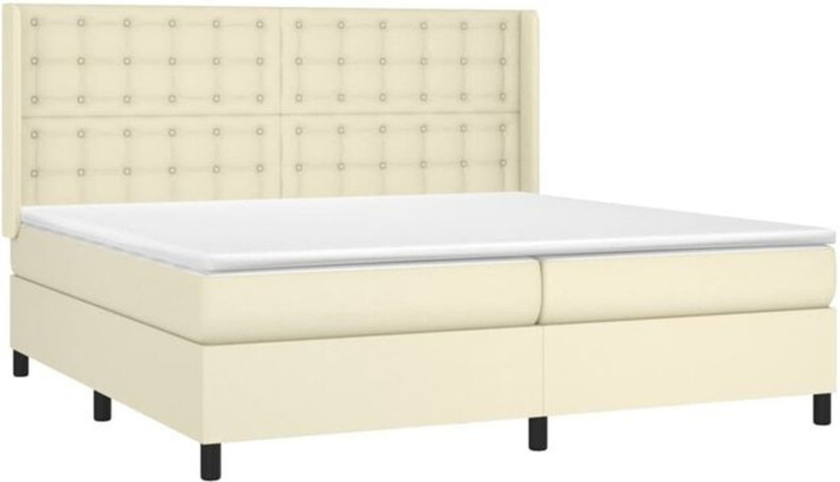 vidaxl Boxspringbett mit Matratze in Beige aus Kunstleder und Holzwerkstoff B/T/H: 200 x 200 x 118 cm - Bild 1