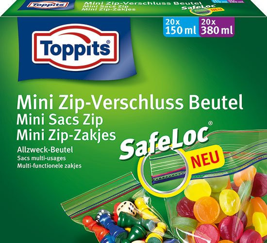 Toppits Ziploc Mini Zip-Verschluss Beutel Sortimentsbox, 40 Stück, transparent - Bild 1