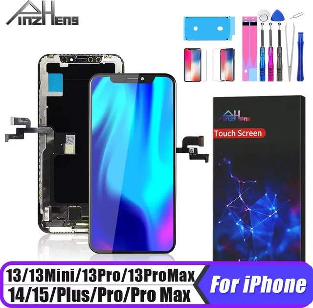 PINZHENG LCD OLED Incell Display Ersatz für iPhone 14 Pro 15 Plus 13 Pro Max in Schwarz inklusive Werkzeug - Bild 1