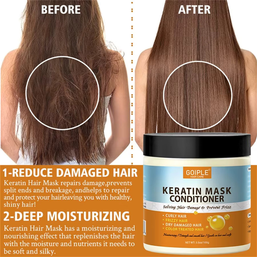 GOIPLE Keratin Haarmaske, Creme, für trockenes und strapaziertes Haar, 2 Stück - Bild 2