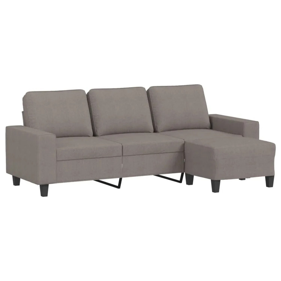 vidaXL 3-Sitzer-Sofa mit Hocker in Taupe, modernes Polstersofa aus Stoff mit Armlehnen - Bild 2
