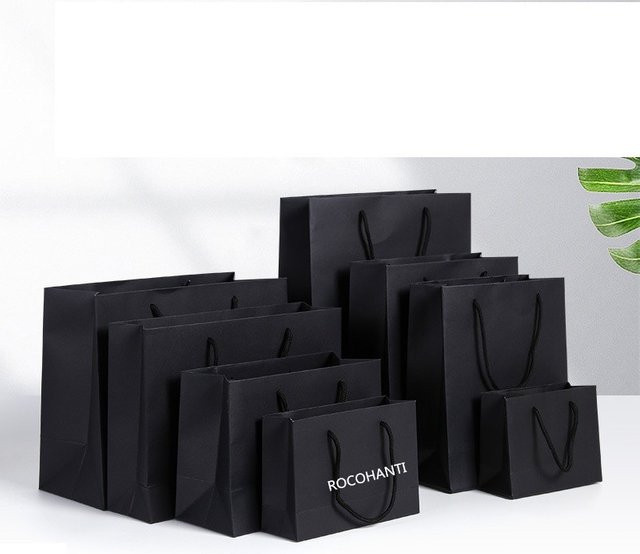 50 Stück Luxus Kartonverpackungen aus Papier mit Griff für Schmuck, Kleidung oder Schuhe in Weiß und Schwarz - Bild 1