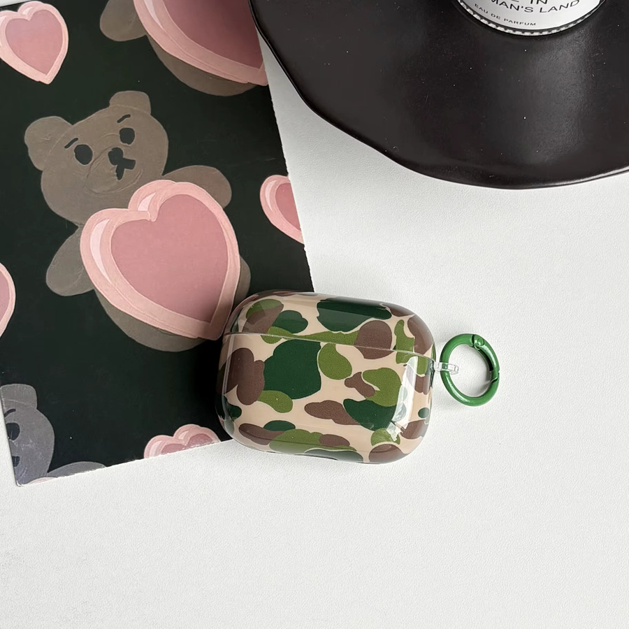Apple Schutzhülle für AirPods 1 2 3 4 Pro Pro2 Pro3 im Retro-Farbblock-Camouflage-Muster in Purple - Bild 3