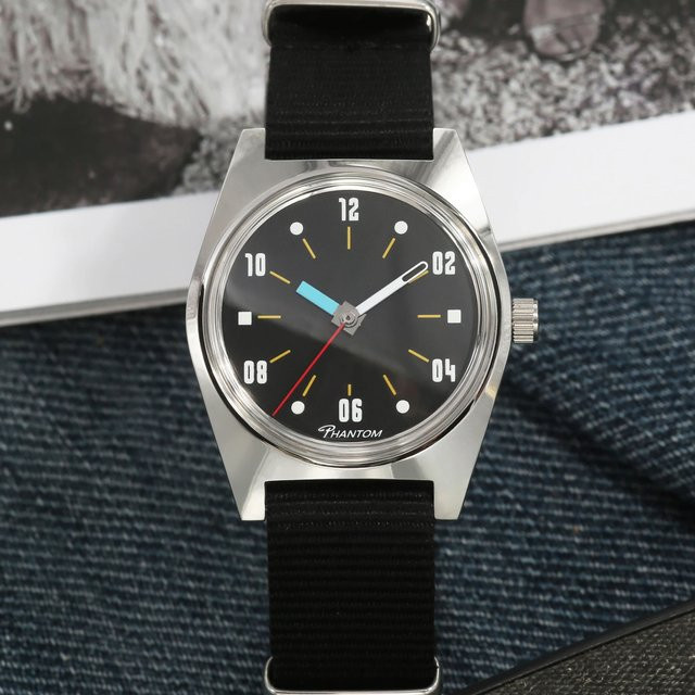 PHANTOM Armbanduhr, Handaufzug, Edelstahl, Schwarz, Herren - Bild 1