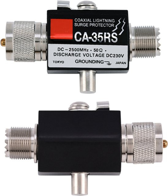 CA-35RS Koaxialer Blitz-Überspannungsschutz in Schwarz, UHF-Stecker auf Buchse, 0–2500 MHz Ableiter für Antennen - Bild 1