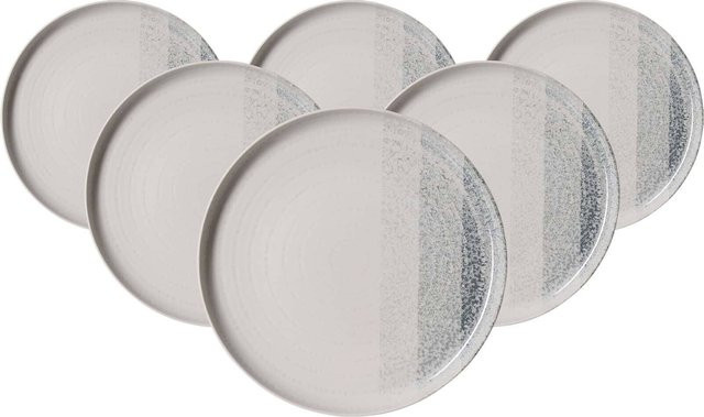 Ritzenhoff & Breker Speiseteller Trio aus Keramik, Grau, gestreift, Durchmesser: 25 cm, 6er Set - Bild 1