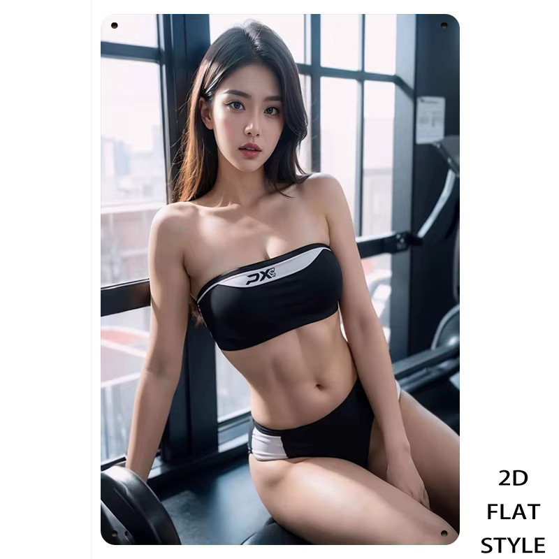 HELLOYOUNG 2D-Kunstdruck aus Metall Fitness-Frau Porträt Wanddekoration in Weiss und Mehrfarbig, B/H: 20,3 x 30,5 cm - Bild 3
