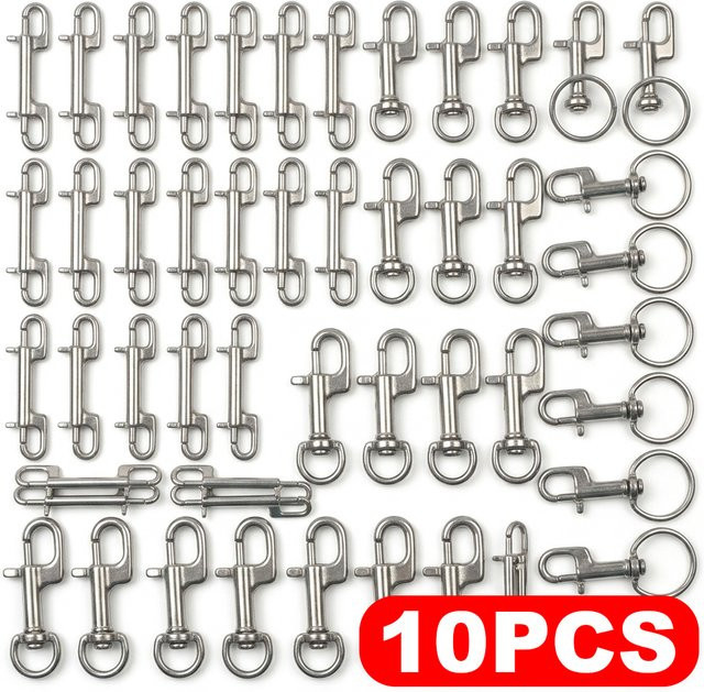 Drehbarer Ösenschraubenhaken mit Federverschluss und Doppelkopfhaken aus 304 Edelstahl in Silber - Bild 1