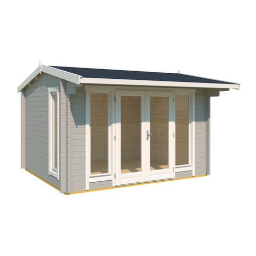 Lasita Holz-Gartenhaus Jubilee Maja mit Satteldach in Lichtgrau, B/H/T: 370 x 245,1 x 412,5 cm - Bild 3