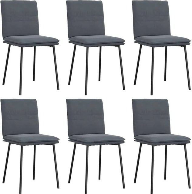 DELUKE Esszimmerstühle VERA 6er Set Dunkelgrau Samt Polsterstühle - Bild 1