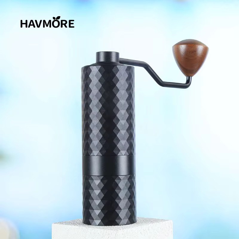 HAVMORE Manuelle Kaffeemühle aus Edelstahl mit CNC-Diamant-Mahlwerk in Schwarz oder Silber - Bild 2