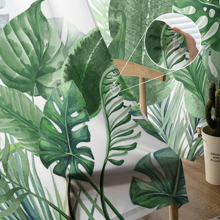 Super Six Voile-Vorhang mit floralem Tropenpflanzen-Design, transparent, Breite: 135 cm, Höhe: 114 cm - Bild 2