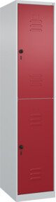 C+P Doppelstock-Spind Classic PLUS mit 1 Abteil, Stahl, Lichtgrau und Rubinrot, H x B x T: 185 x 40 x 50 cm - Bild 1