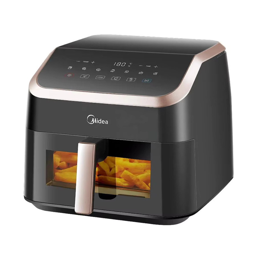 Midea XXL Heißluftfritteuse 8-in-1 mit Sichtfenster, 8,5 l Volumen, bis 200 °C, Schwarz/Roségold - Bild 6