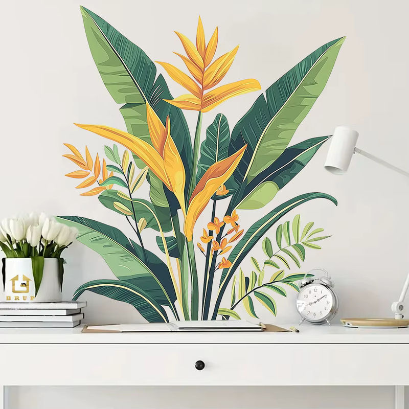 Aquarell botanische Wandaufkleber aus Kunststoff, mehrfarbige florale Wanddekoration für Wohnzimmer, Schlafzimmer und Kinderzimmer - Bild 4