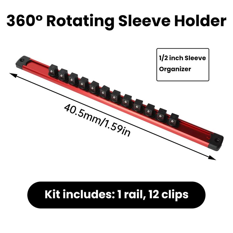 Aideepen 360 Grad schwenkbarer magnetischer Steckdosen-Organizer für 1/4 3/8 1/2 Zoll in Blau und Rot - Bild 3