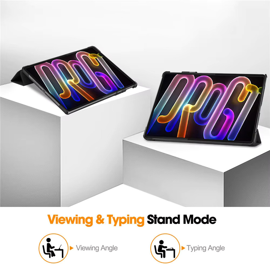 Smart Case für Lenovo Xiaoxin Pad Pro GT 11,1 Zoll 2025, dreifach faltbarer Ständer aus Leder mit Auto-Sleep-Funktion, Tablet-Abdeckung Modell TB710FU, Farben: Grau und Schwarz - Bild 4