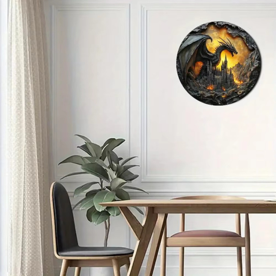 DragonVintageCharm ™ Runde Wanddekoration aus Aluminium mit Drachenmotiv im Vintage-Stil, Durchmesser: 20 cm - Bild 4