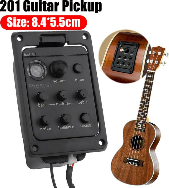 Fishman Presys+ 4-Band Akustikgitarren-Tonabnehmer mit integriertem Vorverstärker, EQ und Tuner in Schwarz - Bild 1